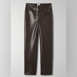 Aritzia Wilfred Dark Brown Melina Leather Pants